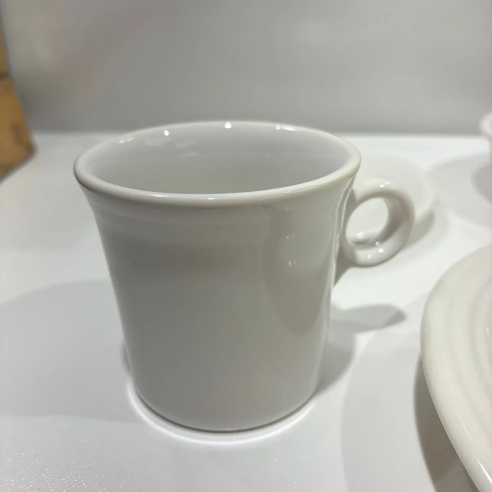 Fiesta Ware White Place Table Setting Coffee Mug Bowl Plate Dinner NWB